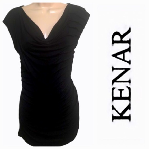 kenar Tops - Kenar Black Cowl Neck Tank Top Size Small
